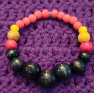 Colorful Old Wood Beaded Bracelet